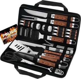 POLIGO 29 PCS BBQ Grill Accessories Stainless Steel BBQ Tools Grilling Tools Set With Storage Bag For Fathers Day Dads Birthday Presents - Camping Gri