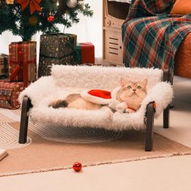 MEWOOFUN Raised Cat Bed For Indoor Cats - Elevated Plush Pet Sofa With Non-Slip Bottom, Supports 44 Lbs, Washable Small Dog Bed For Kittens & Puppies