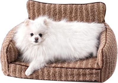 Mewoo Orthopedic Cat Couch For Indoor Cats - 26x19x11.8 Inch Pet Bed With Removable Washable Cover & Non-Slip Bottom, Small Dog Bed For Puppies, Brown