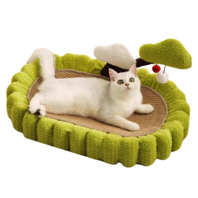 Large Space Tree Scratching Post, Hand Woven Sisal Cat Scratching Bed, Green Small Tree Design Scratching Post & Lounge, Indoor Cat Green 25.6 Inch Wi