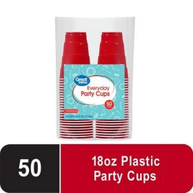 50-Pack Disposable Red Plastic Party Cups – 18 oz, Non-Slip Grip, Durable & Lightweight for Indoor/Outdoor Events