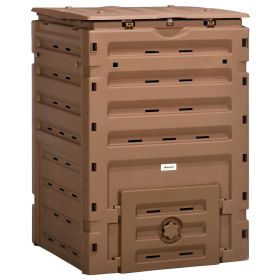 Outsunny Outdoor Compost Bin, 120 Gallon (450L), with 80 Vents and 2 Sliding Doors, Snap-On Lid, Fast Creation of Fertile Soil, Brown