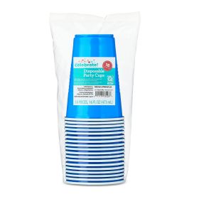 Way To Celebrate Disposable Plastic Party Cups – Electric Blue, 16 fl oz, 18 Count Durable Drinkware for Parties and Events