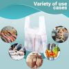 Pack of 500 White T-Shirt Plastic Bags 14 x 10 x 27. Ultra Thin Carry-Out Bags 14x10x27. Thickness 0.75 mil. Unprinted Shopping Grocery Bags. Handled