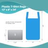 Pack of 1000 Blue T-Shirt Bags 12 x 8 x 24. Ultra Thin Carry-Out Bags 12x8x24. Thickness 0.65 mil. Opaque Shopping Grocery Bags. Handled Polyethylene