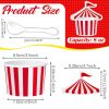 124 PCS Carnival Party Ice Cream Box Set 24 Red White Stripes Paper Cups 100 Transparent Plastic Spoons Disposable Ice Cream Bowls for Sundae Yogurt