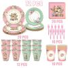 72 Pcs Tea Party Supplies Floral Party Dinnerware Serves 10 Disposable Tableware Supplies 10 Paper Tea Cups 20 Saucers Plates 20 Napkins and 12 Popcor