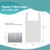 Pack of 500 White T-Shirt Plastic Bags 14 x 10 x 27. Ultra Thin Carry-Out Bags 14x10x27. Thickness 0.75 mil. Unprinted Shopping Grocery Bags. Handled