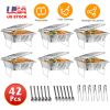 42Pcs Disposable Chafing Dish Buffet Kit - Heat-Resistant Aluminum Foil Pans, Iron Stands & Sturdy Utensils - Long-Lasting Warmth - Ideal for Catering