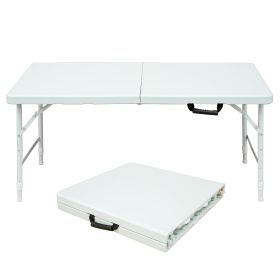 4ft Portable Folding Table Indoor & Outdoor Maximum Weight 135KG Foldable Table For Camping White (Color: White)