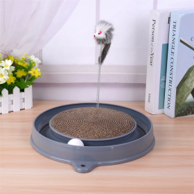 Multi-functional Cat Scratching Board With Ball Track, Various Colours Of Mat Board, Self-height Relief From Boredom To Tease The Cat, With Spring And (Color: Grey)