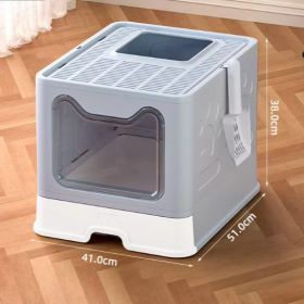Front-entry Enclosed Extra-large Cat Litter Box With Litter Cover And Litter Scoop (Option: Gray)
