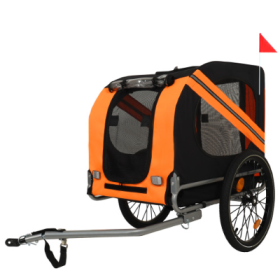 Large Folding Bike Trailer For Dogs  120LB Capacity All-Terrain Pet Carrier, Durable Steel Frame For Cycling, Jogging, Camping  Outdoor Adventures (Option: BlackOrange)