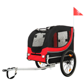 Large Folding Bike Trailer For Dogs  120LB Capacity All-Terrain Pet Carrier, Durable Steel Frame For Cycling, Jogging, Camping  Outdoor Adventures (Option: Black Red)