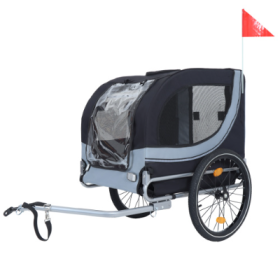 Large Folding Bike Trailer For Dogs  120LB Capacity All-Terrain Pet Carrier, Durable Steel Frame For Cycling, Jogging, Camping  Outdoor Adventures (Option: Black Gray)